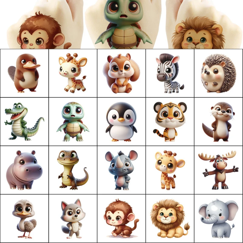 

20pcs/set Cartoon Animal Temporary Tattoo Sticker Cute Horse Giraffe Body Art Tattoo Stickers For Party Gifts