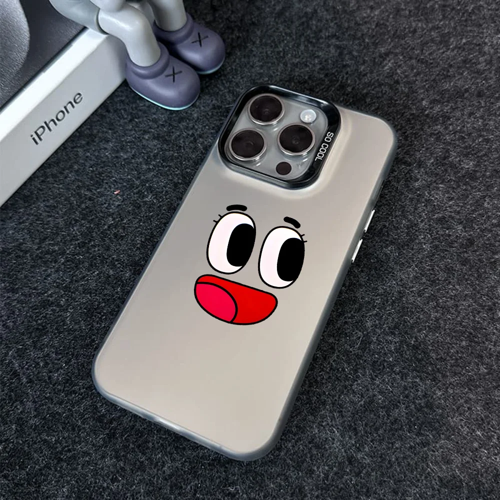 Cartoon Face Phone Case IMD Color Silver Shell For IPhone 16 15 14 13 12 11 X XR Pro Max Plus