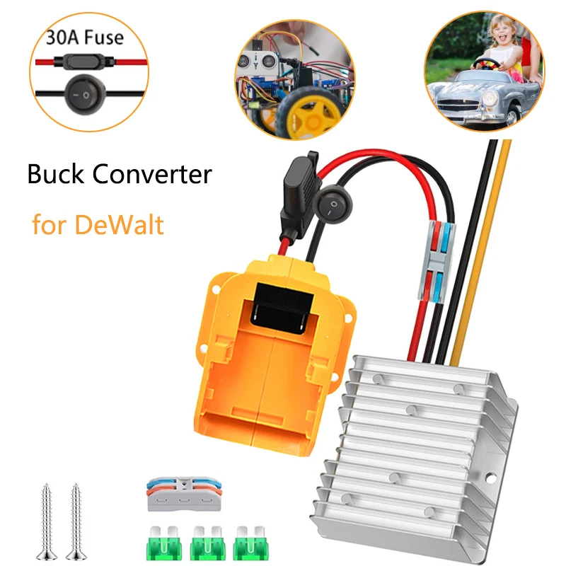 

240 Вт 20 А DIY понижающий преобразователь-регулятор понижающий преобразователь постоянного тока 18 В в постоянный ток 12 В адаптер с переключателем 30 А предохранитель для литий-ионной батареи Dewalt 20 В