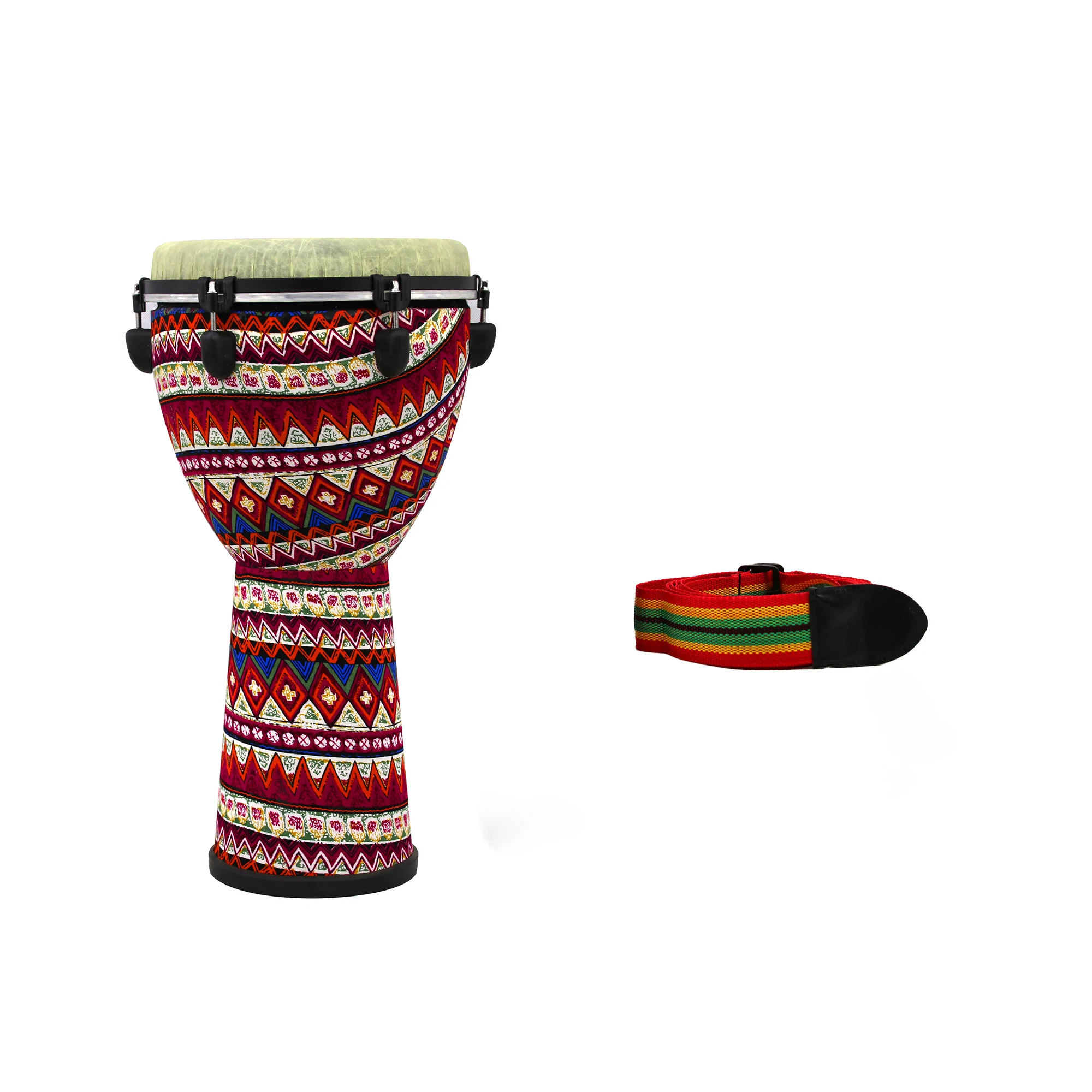 Professional 12-Inch Tunable Jazz African Hand Drum with Sheepskin Strap Colorful Design Ergonomic Features
