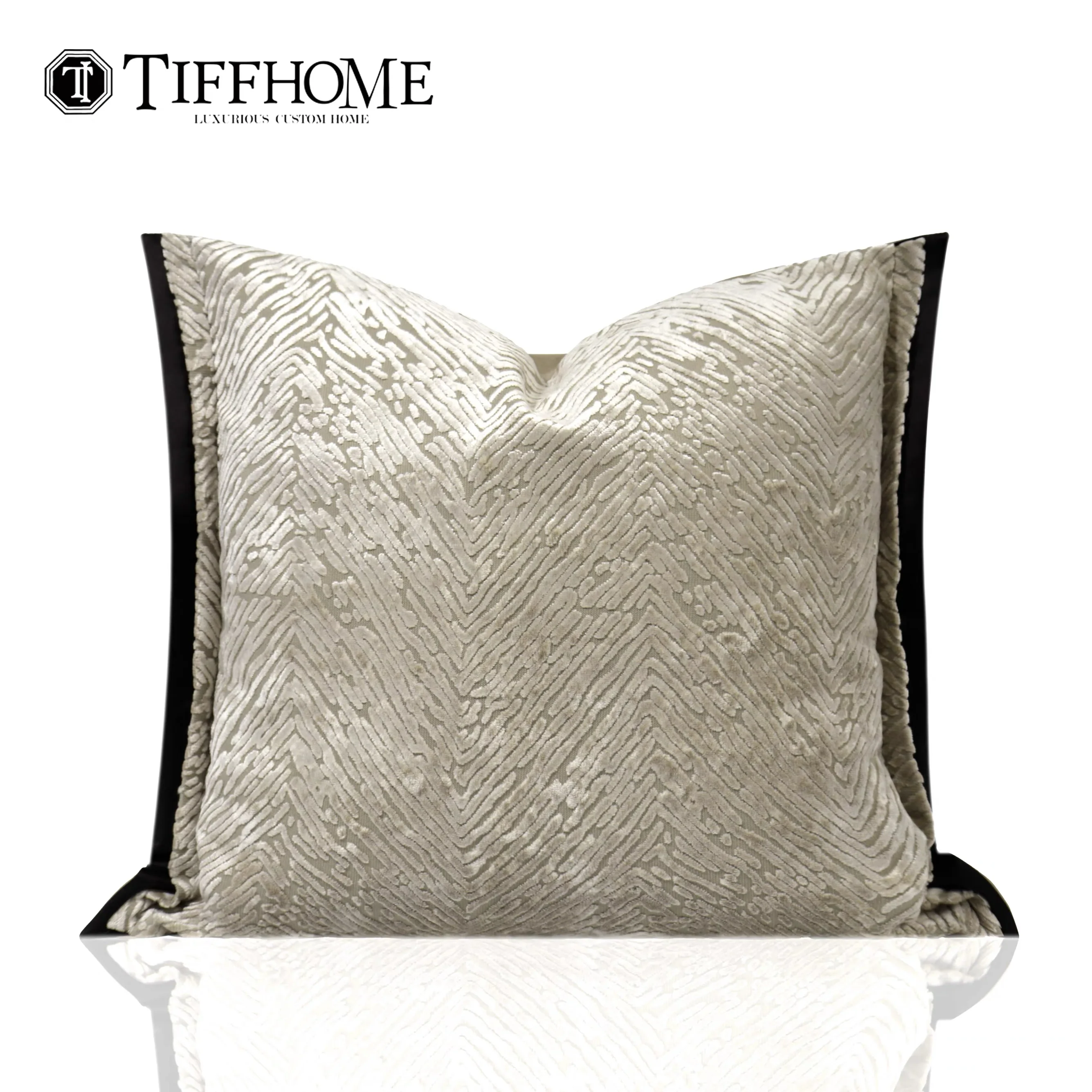 

Cut fleece champagne beige high-grade luxury striped pillow waist pillow cushion