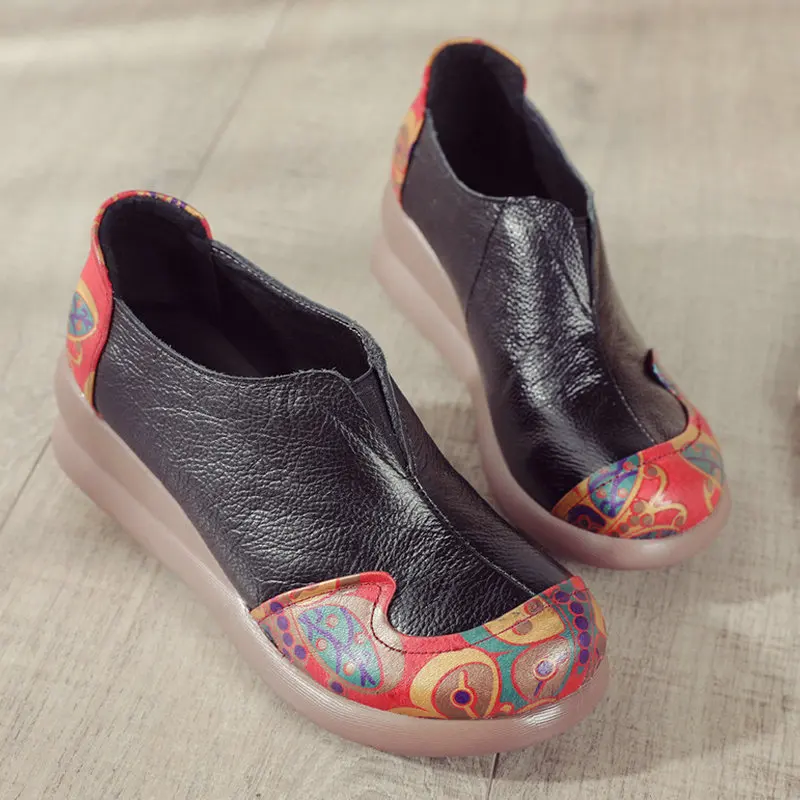 2025 Spring Autumn Women Genuine Leather Slip On Casual Flats Shoes Ladies Waterproof Wedges Platform Shoes Women's Pumps image 3
