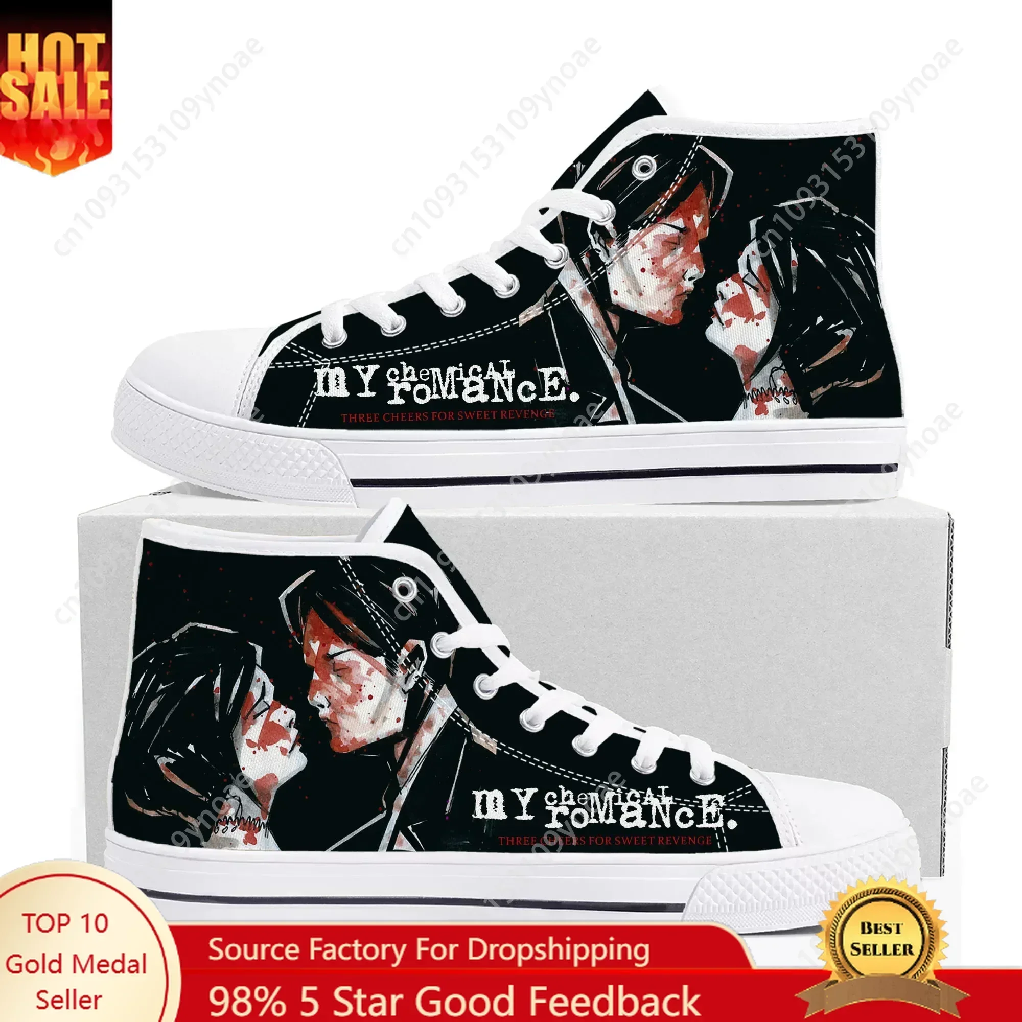 My Chemical Romance Rock Band High Top High Quality Sneakers Mens Womens Teenager Canvas Sneaker Casual Couple Shoes Custom Shoe