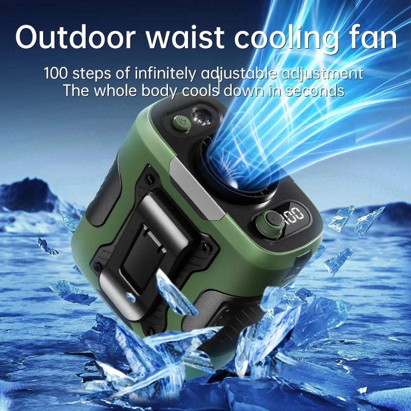 

Новый высокоскоростной подвесной электрический вентилятор на талии, 13500 об/мин, портативный аккумулятор емкостью 6000 мАч, зажим для талии, небольшой вентилятор для уличной строительной площадки