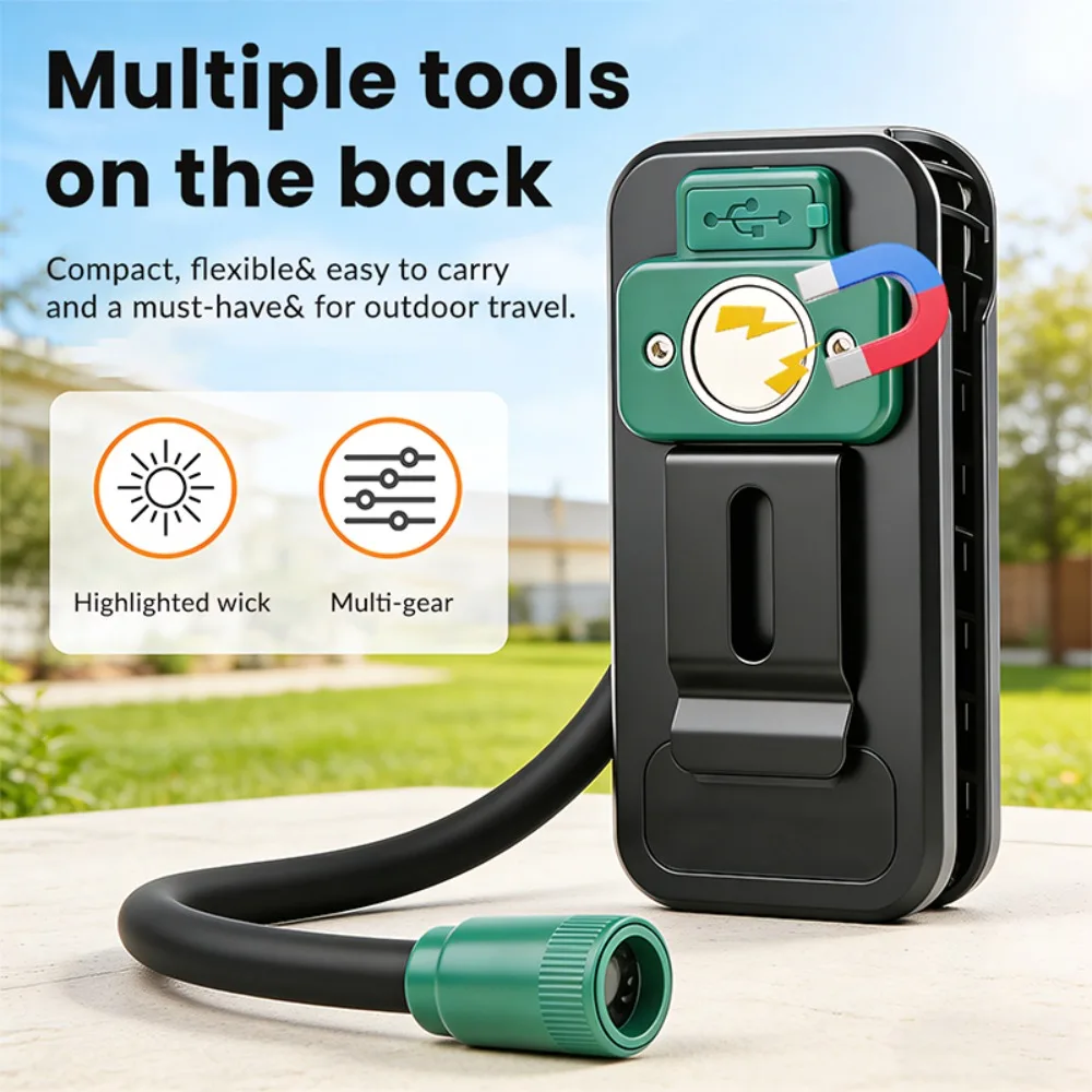 New Magnetic Work Light with Pen Clip Bendable Hose USB Rechargeable Digital Power Display Flashlight for Outdoor Inspection view 4