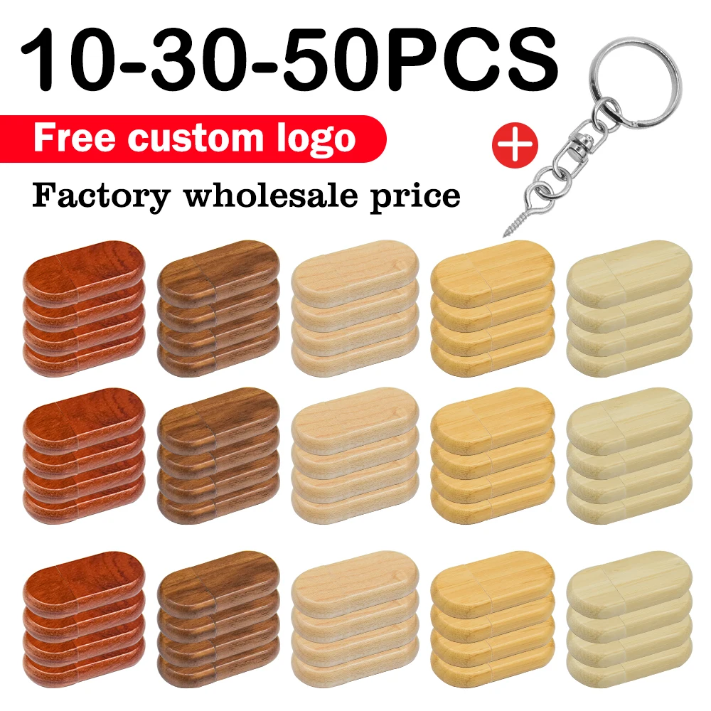 

10/30/50pcs Wooden USB 2.0 flash drive pen driver pendrive 4GB 8GB 16GB 32GB 64GB memory card creative personal LOGO wholesale