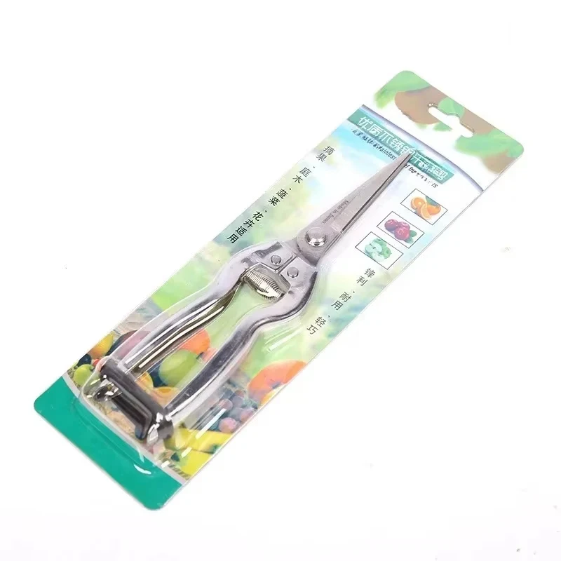 Zinc Alloy Handled Serrated Garden Scissors, Stainless Steel Pruner for Fruit Tree Trimming & Harvesting