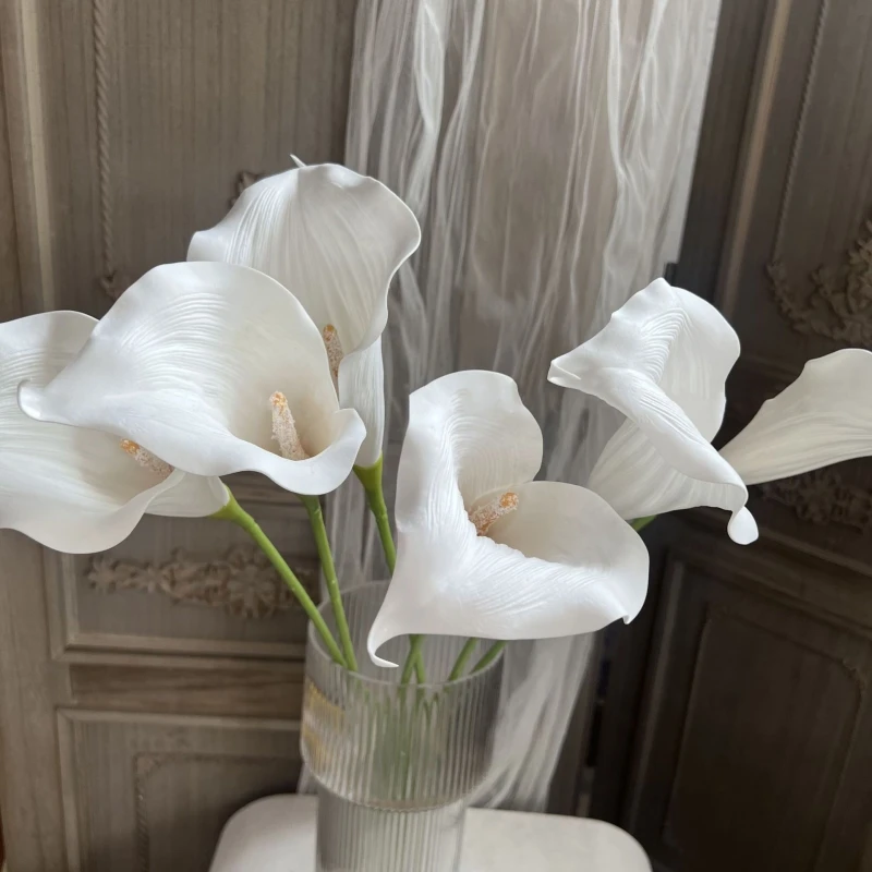 EV Hand Feel Calla Lily Artificial Flower Wedding Floral Arrangement Materials Party Home Table Decor Christmas Photography Prop