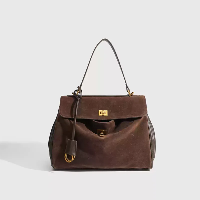 NONE Large Capacity Commuter Bag Soft Leather Brown 7
