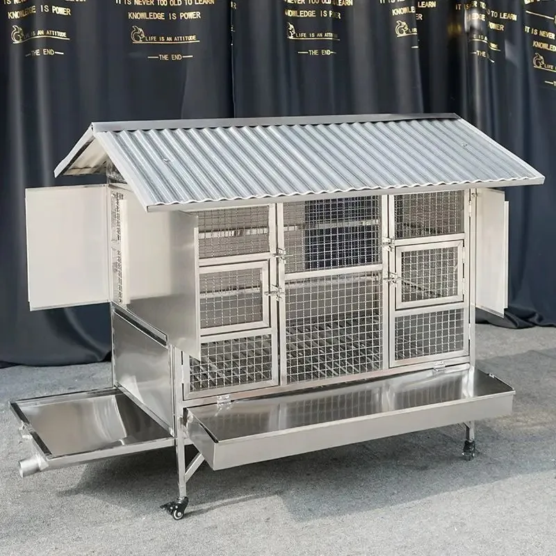 Stainless steel chicken cage home user outdoor large cage breeding chicken cage outdoor rainproof automatic manure cleaning
