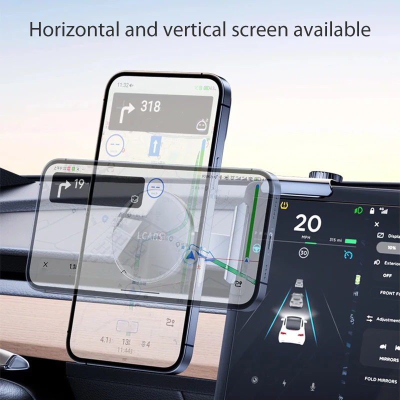 Für Tesla Model 3/Y Fahrzeugbildschirm Aluminiumlegierung Auto-Handyhalterung Magnetisch 360° Drehbar Verstellbarer Ständer Zubehör – Detail 1