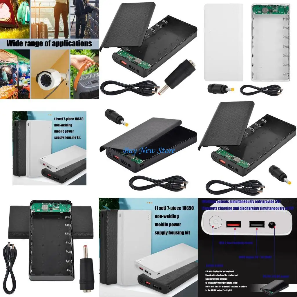 

20CE 18650 Rechargeable Battery Modular Build Set Fast Charging Double Ports LED Monitor ABS Texture for Battery