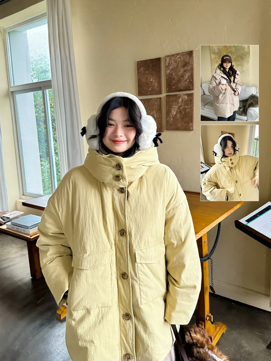 

Faionable Lightweight Goose down Jaet Hooded Design Casual Sle Comfortable Texture Anni Forest Brand Zipper Closure Lon...