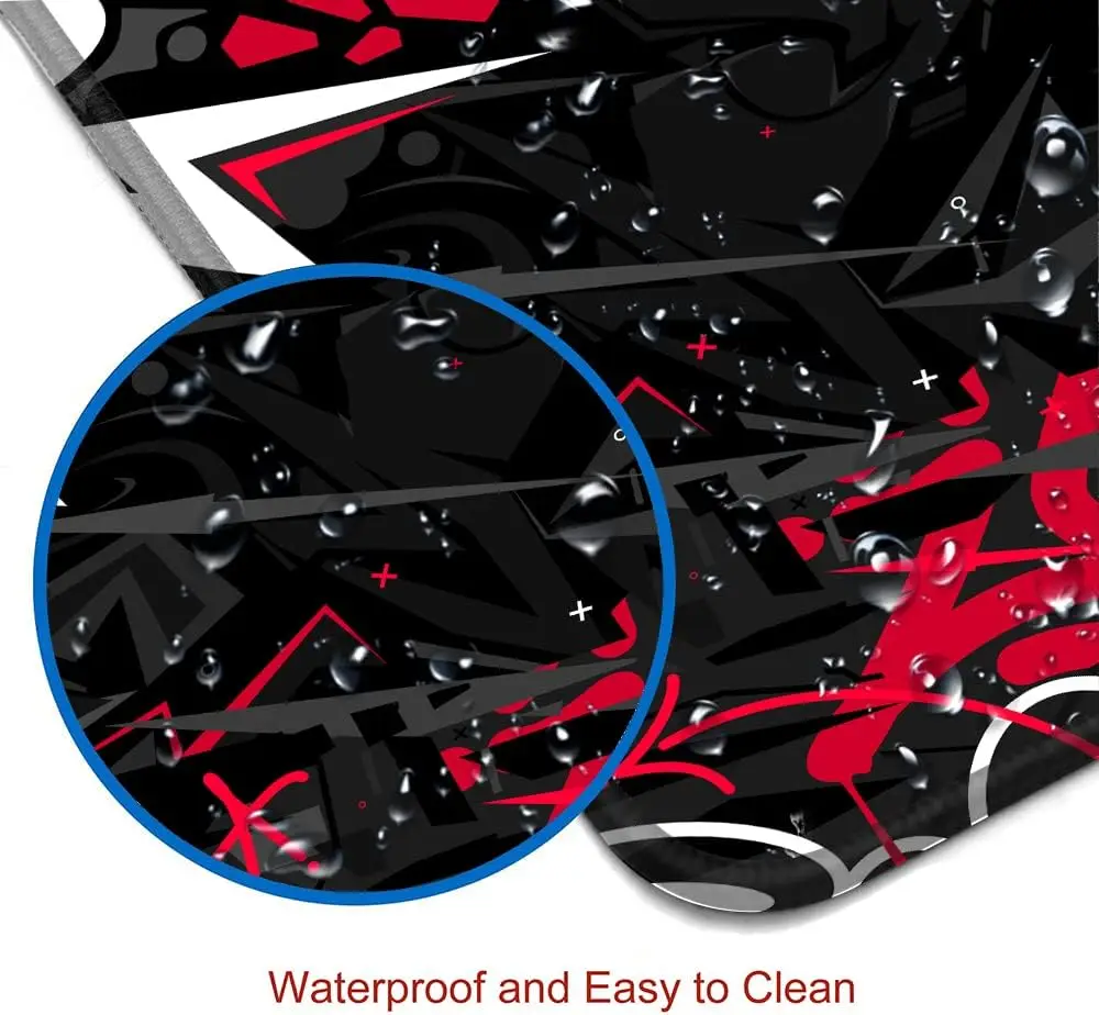 Alfombrilla de ratón para juegos negra y roja, alfombrilla de escritorio con base de goma antideslizante XXL grande con bordes cosidos para configuración de teclado y ratón