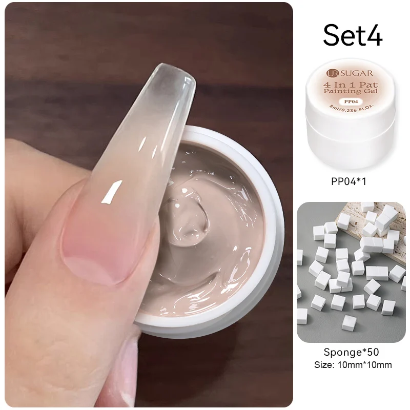 UR SUGAR 1/2 Stück Weißes Pat Painting Gel Nagellack 4-in-1 Gradient French Cover Edge Lines Nagelstempelmuster Nagel-DIY-Pattin