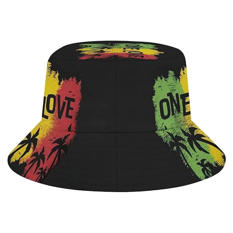 Bocca Rasta Lion Bucket Hat Jamaican Bob Marley Fisherman Hats Letter Printing Panama Cap For Men Women Summer Travel Beach Sun