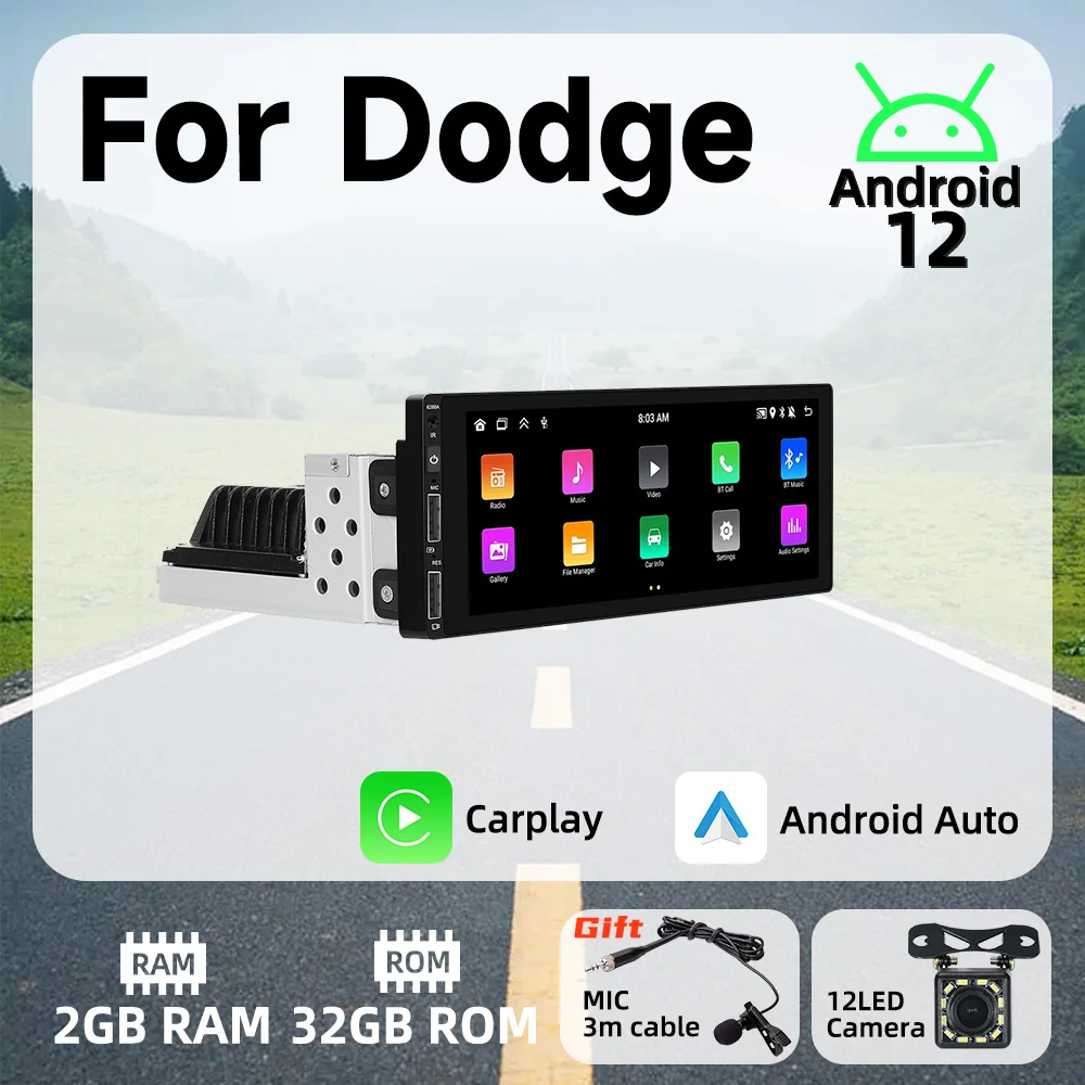 

6.9" 1 Din Android Radio Car Multimedia Player for Dodge Android Auto Stereo Head Unit Carplay Autoradio GPS Navigation BT Wifi