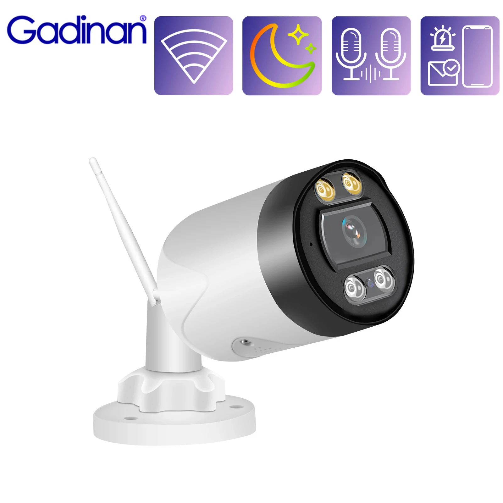 Gadinan 5MP Wireless IP Camera Outdoor Security WiFi Bullet Camera With SD Card Slot Two Way Audio CCTV Video Surveillance ICSee