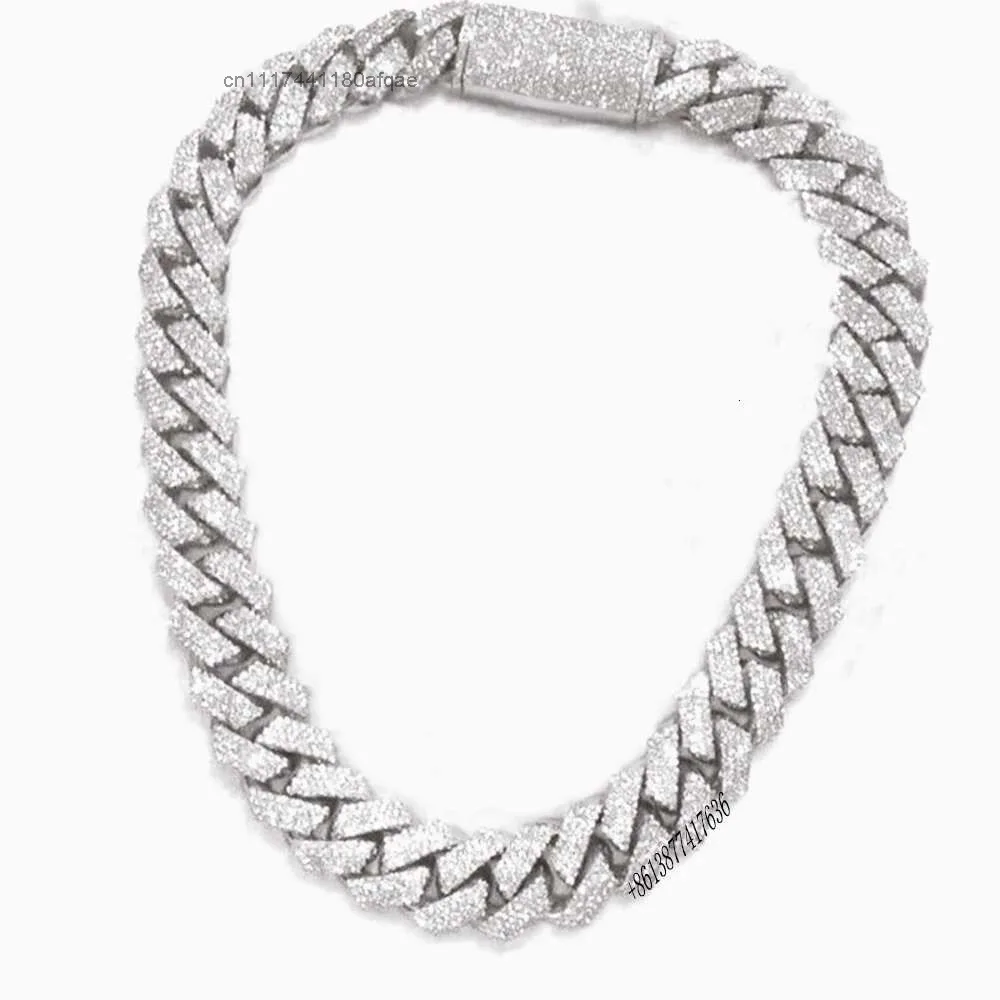925 Sterling Silver Moissanite Jewelry 10mm 20mm Cuban Necklace Vvs Link Chain.