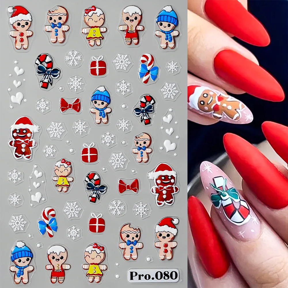 Autocollants de noël 5D pour Nail Art, 1 pièce, motifs de père noël, de renne et de flocon de neige, autocollants festifs auto-adhésifs en relief pour manucure à faire soi-même *