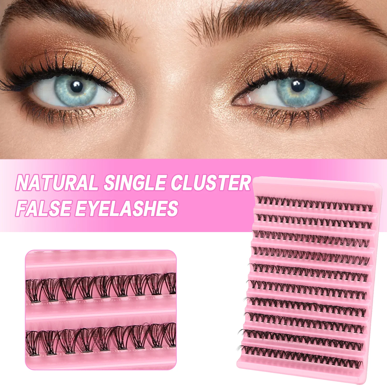 Falsche Wimpern, dichte natürliche Wimpern, Cluster, ultraleicht, wiederverwendbar, Streifenwimpern für Frauen und Mädchen, Kosmetikzubehör, Make-up-Werkzeuge