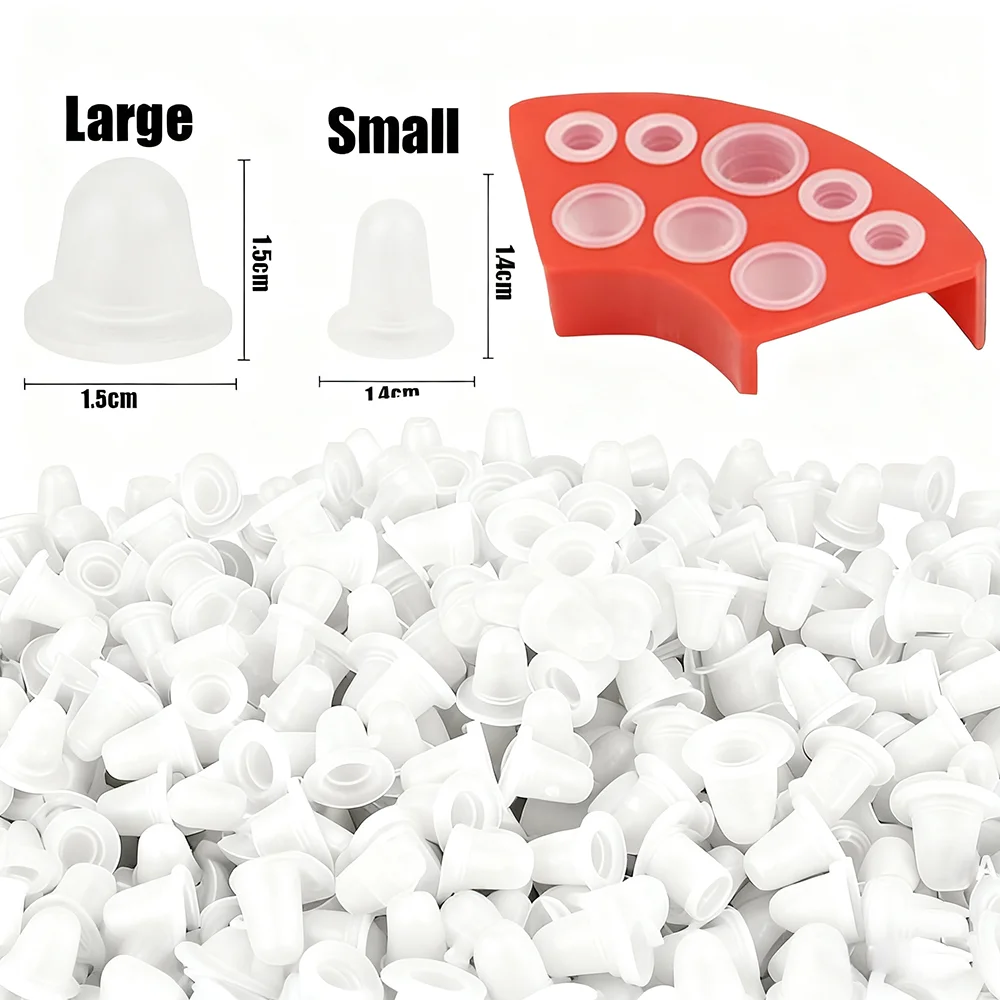 100 pçs copo de tinta de tatuagem de silicone tamanho s e tamanho l descartável maquiagem permanente sobrancelha tatuagem copo de tinta pigmento recipiente tampas