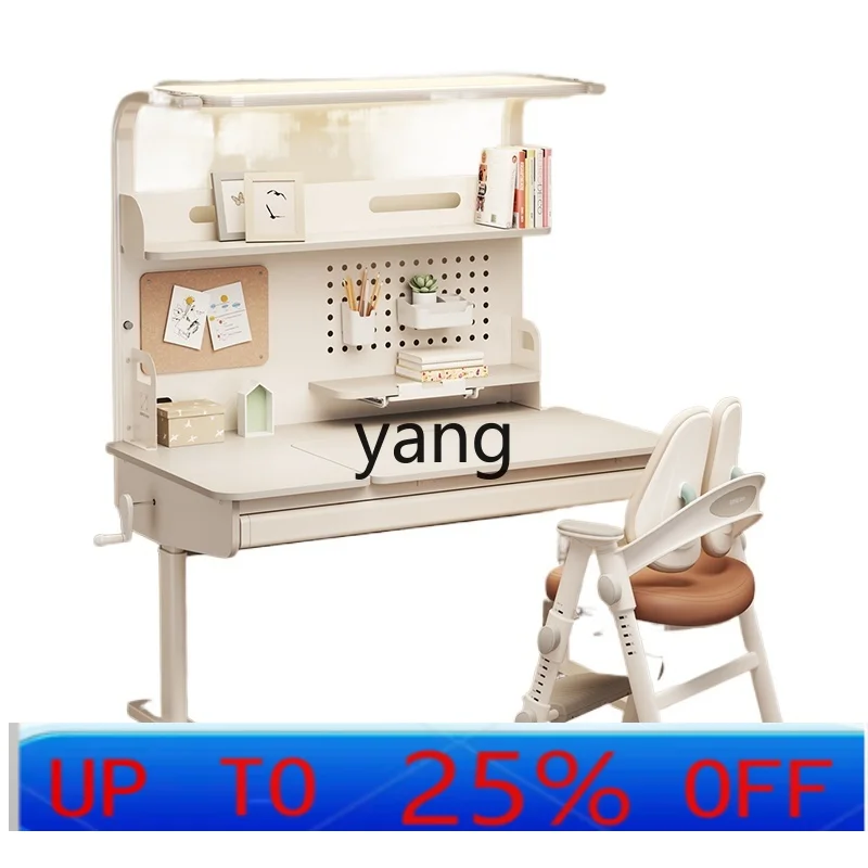 CX  Study Table Eye Protection Integrated Household Writing Desk Adjustable Solid Wood Desk Chair Suit Sunshine Table