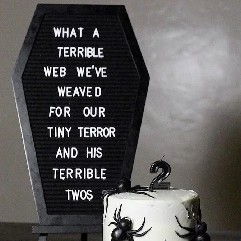 Large Coffin Letter Board Halloween Gothic Message Board Felt Letter Board with Letter Number for Halloween Coffin Decor