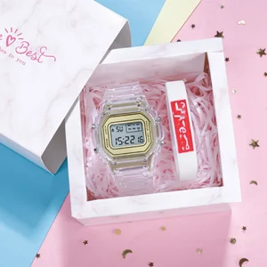 Đồng hồ thể thao điện tử nam và nữ vuông học sinh trung học cơ sở đồng hồ kỹ thuật số màu trắng 8 Đồng hồ bán hàng chính màu trắng - №6