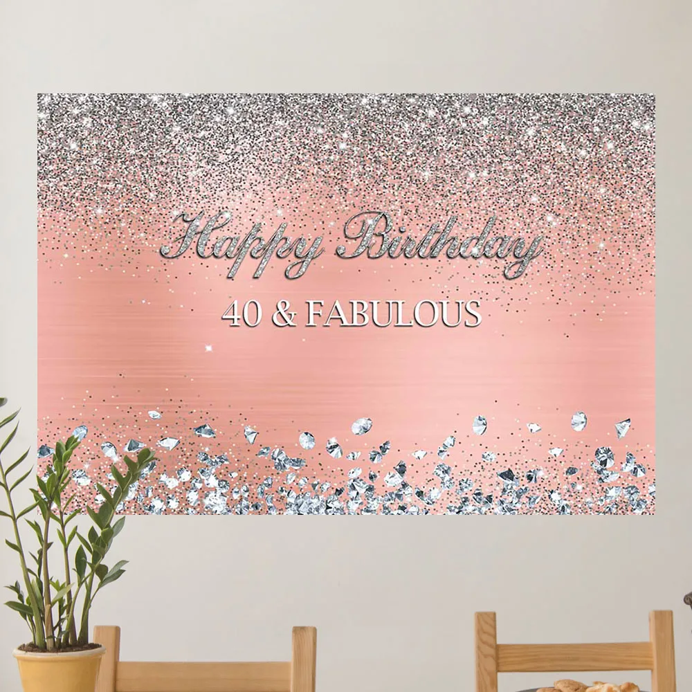 Denim and diamonds happy birthday backdrop for photography sliver glitter photo background birthday party decoration supplies