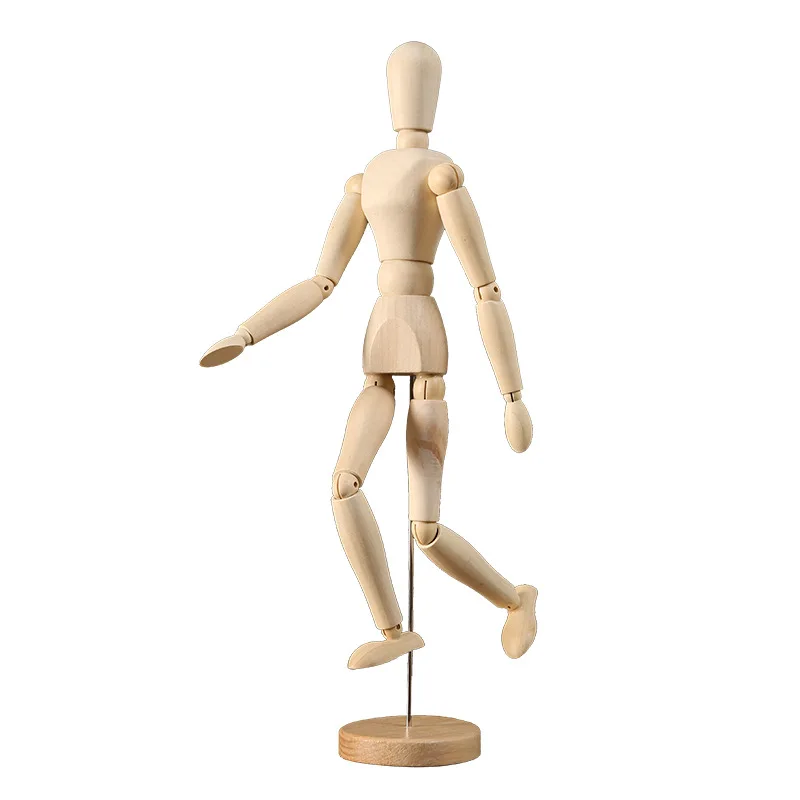 Articulated Wooden Puppet Model Movable Joints Wood Hand Mannequin Figurines Sketch Display Statue Home Craft Desk Decoration