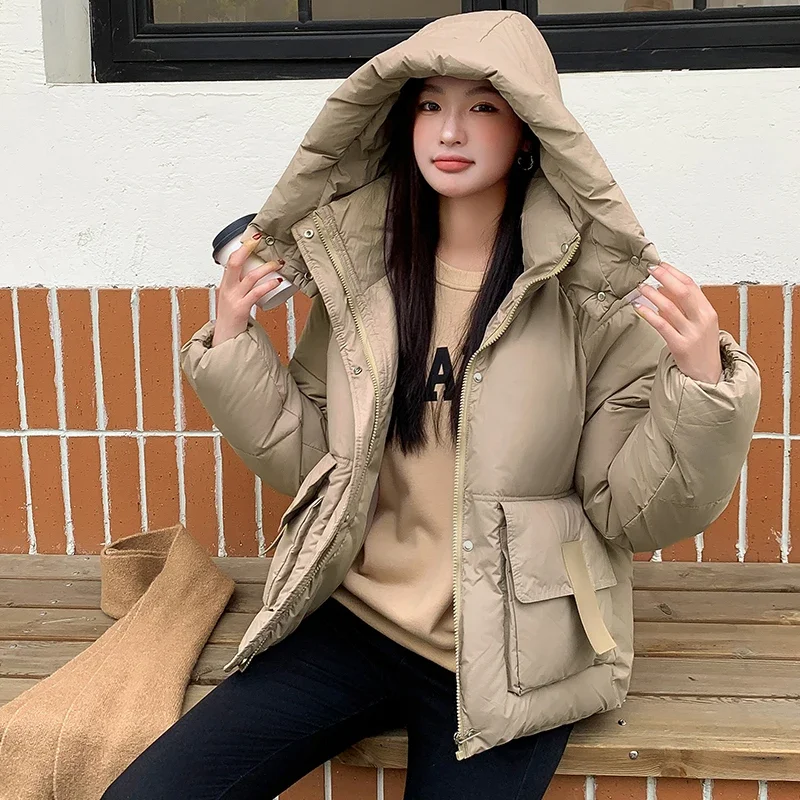 Women\'s Winter Jacket 2024 New Warm Thick Cotton Padded Coat Female Winter Hooded Parkas Top Women Loose Bread Jacket Outwear