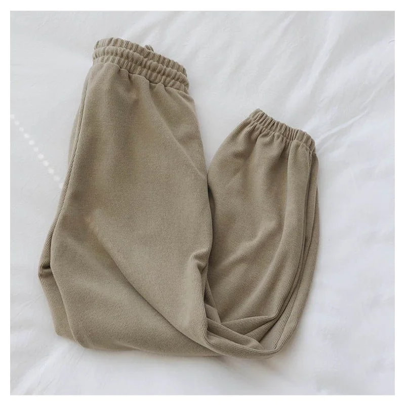 Harlan Sports Women's New Stitched Elastic High Waist Pocket Fashion Solid Color Loose Leg Casual Pants