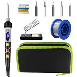 10Pcs/Set Electronic Soldering Iron Kit 80W Adjustable Temperature LCD Digital Welding Tools Kit for Repair (AU Plug)