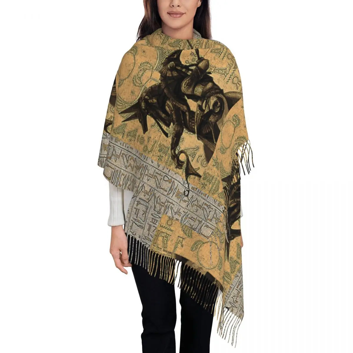 Ancient Egypt Egyptian Scarf for Womens Warm Winter Shawl Wrap Retro Hieroglyphs Large Shawl Scarf Ladies