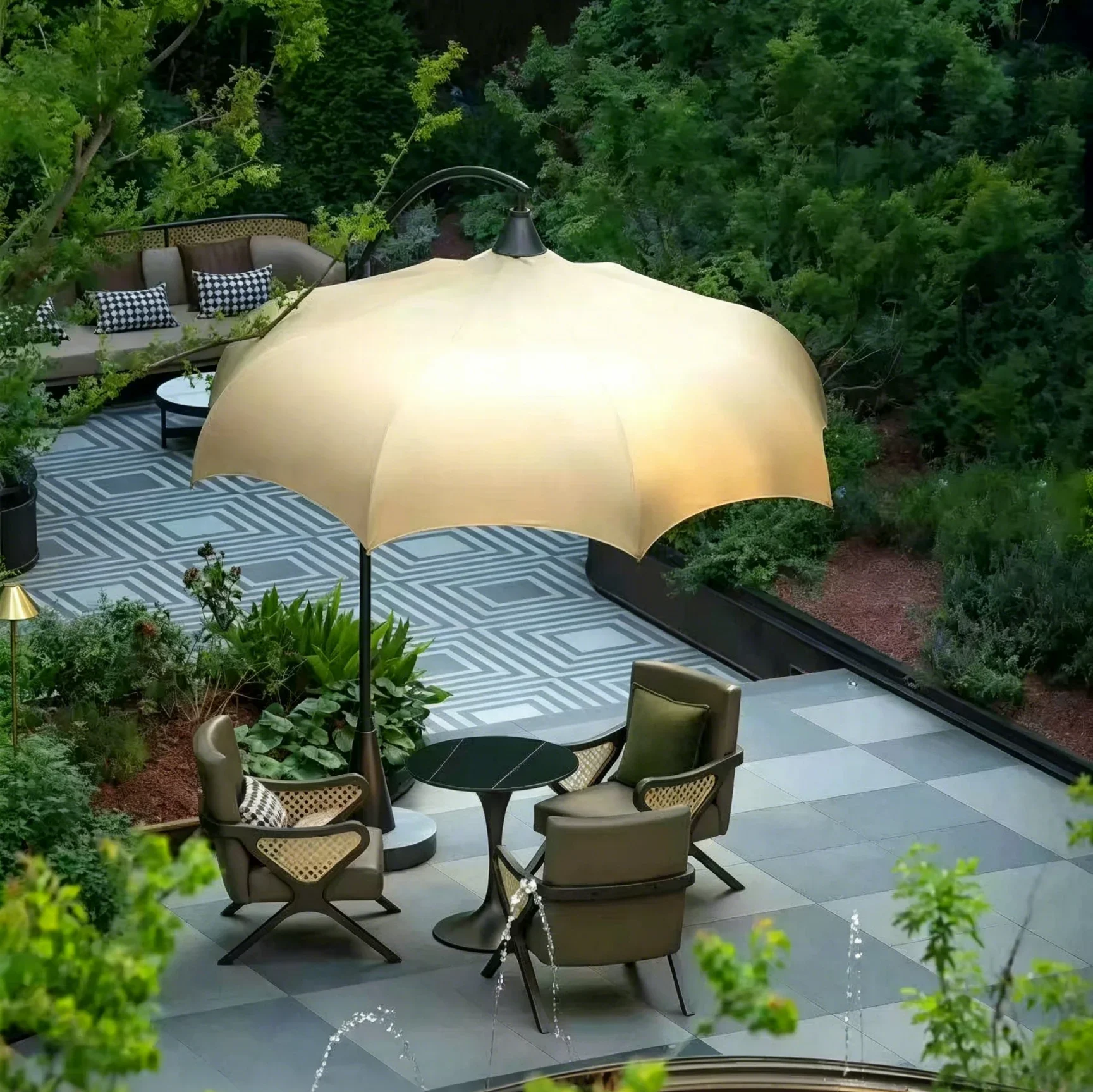 ht-Gazebo High End Modern Heavy Duty Aluminum Alloy Sun Umbrella No Fading Tropical Outdoor Parasol Reinforced Hotel Dinin