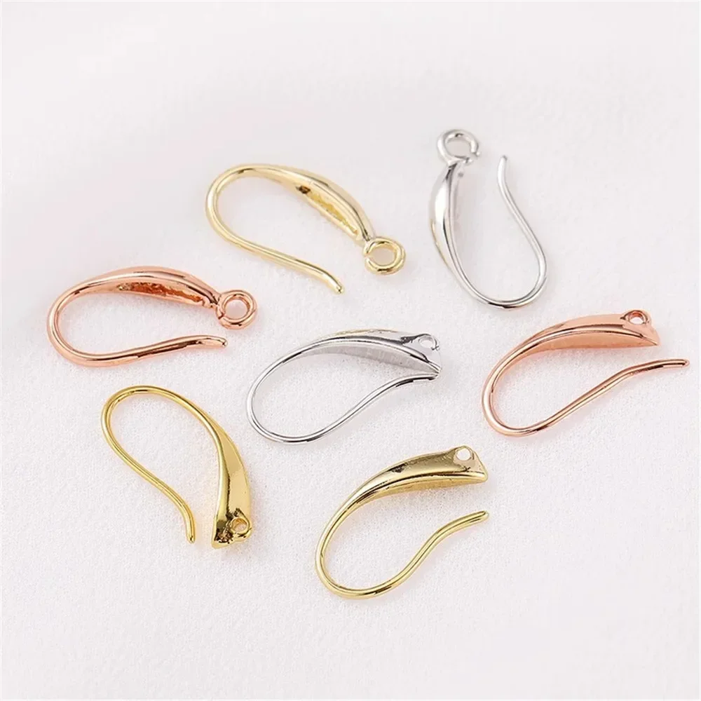 

14K Gold-Color Flat Hanging Hoop Ear Hook Ear Needle Handmade DIY Made Ear Studs Ear Rests Ear Accessories Material E030