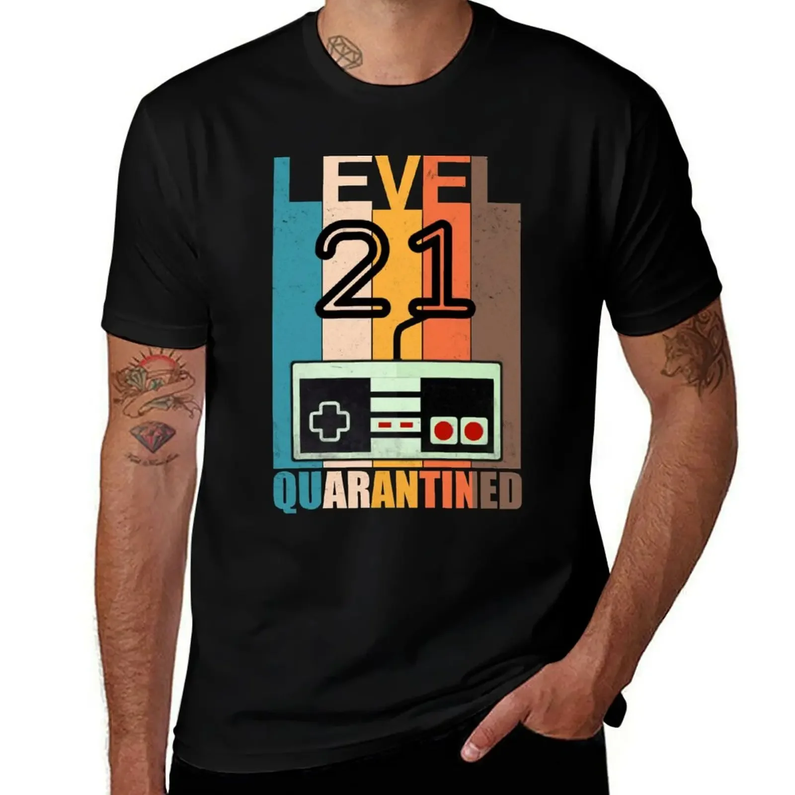 Level 21 quarantined funny 21st birthday gamer gift T-Shirt oversizeds plus size tops mens designer t shirt