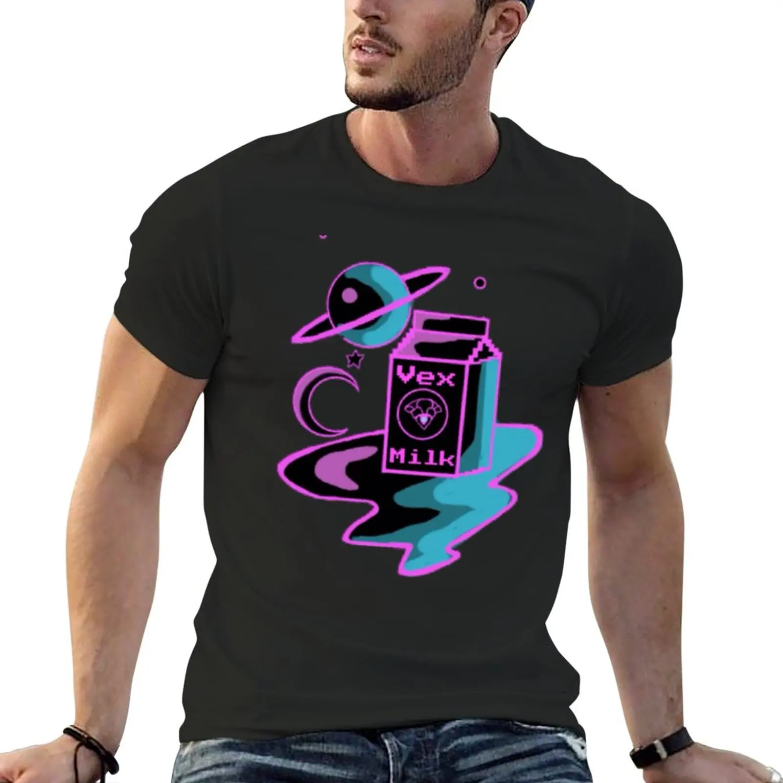 Black Vex Milk vaporwave T-Shirt t-shirts man korean fashion plain black t shirts men