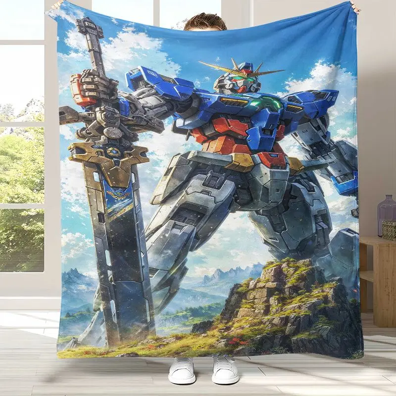 Vintage Gundam Destroy Zeon Cartoon Soft Flannel Throw Blanket,Cozy Blanket for Bed,Sofa,Living Room,Picnic,Camping,Home Decor