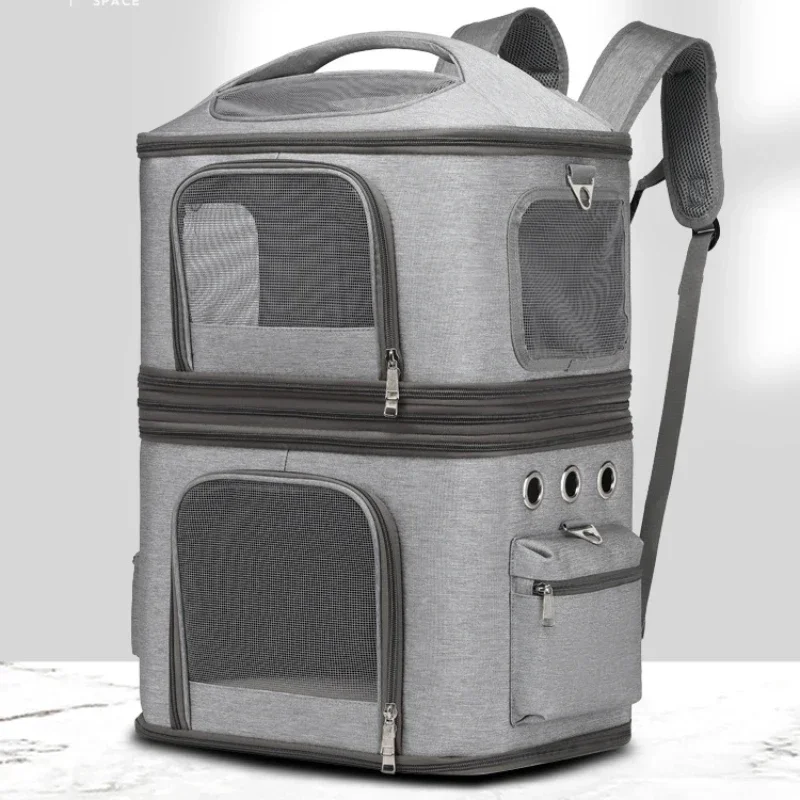 

Double Layer Pet Backpack Eu Free Detachable Portable Outdoor Dog Carrier Foldable Aviation Box for Cats and Dogs