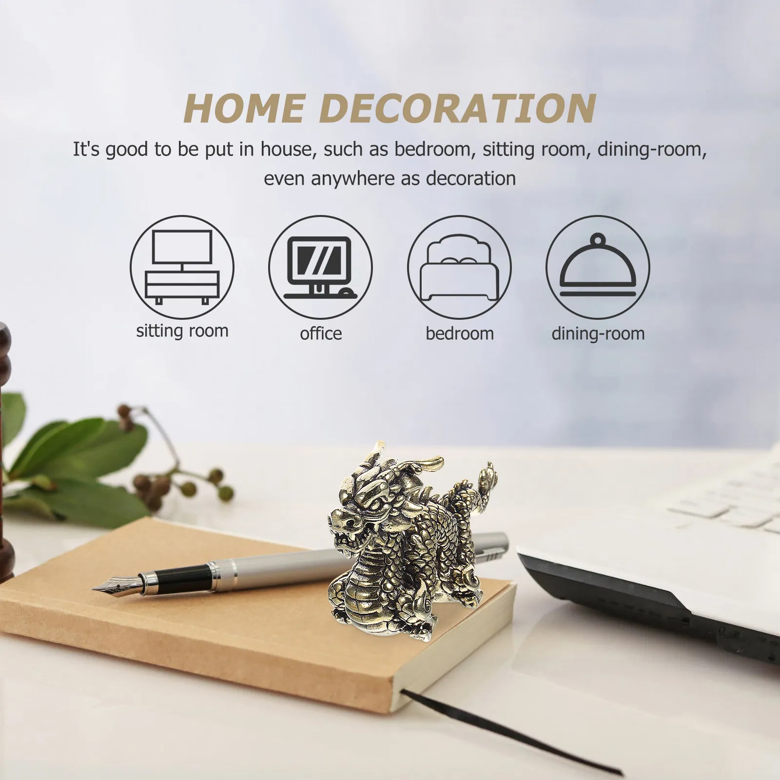 Solid Brass Fengshui Dragon Statue Desktop Decoration Creative Dragon Sculpture for Wealth Luck Zodiac Decor Brass Decoration