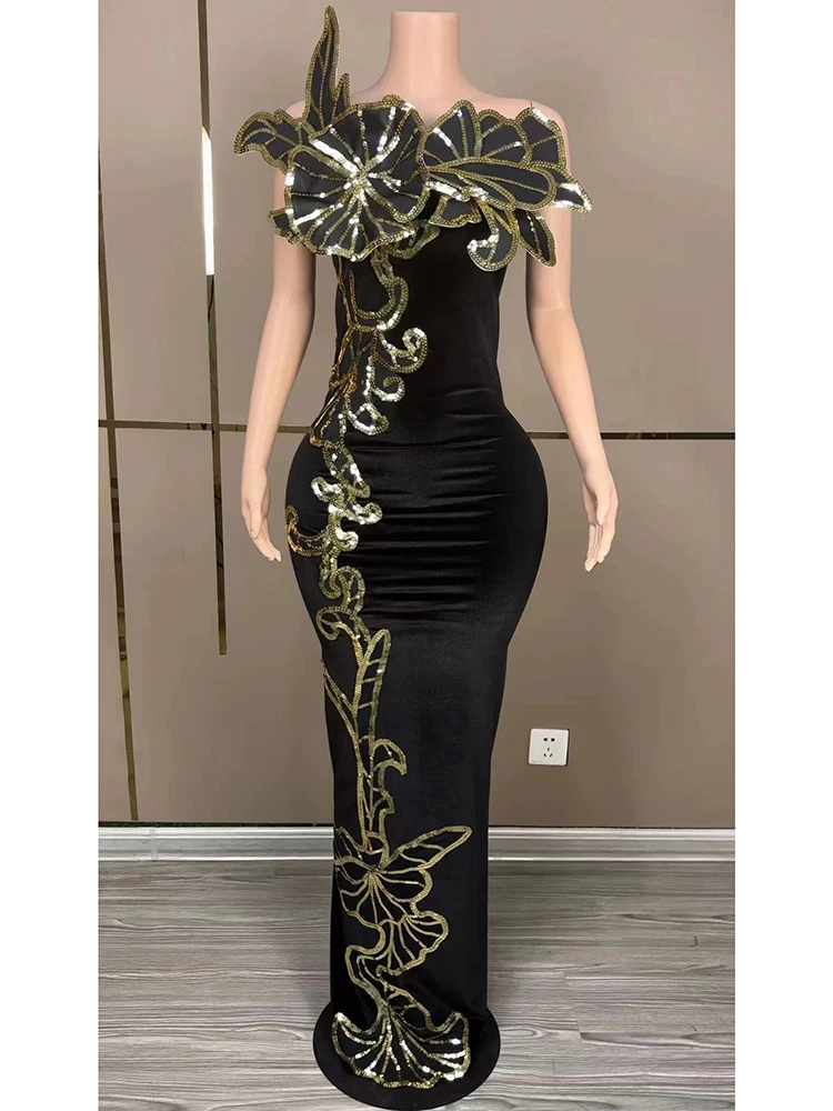 Flowers Tube Evening Party dresses drag costume sexy festival show costumes evening dress with stones Birthday Special Ocassion