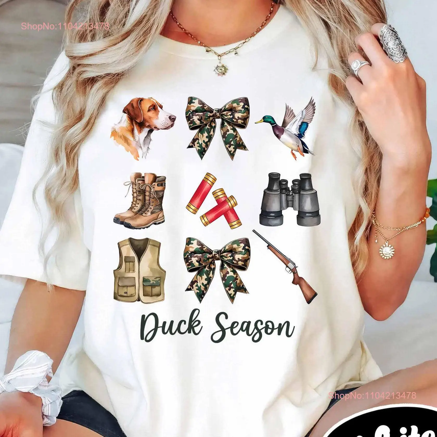 Duck Hunting Season Camo Bows T Shirt Preppy Hello Goodbye Husband Trendy long or short sleeves