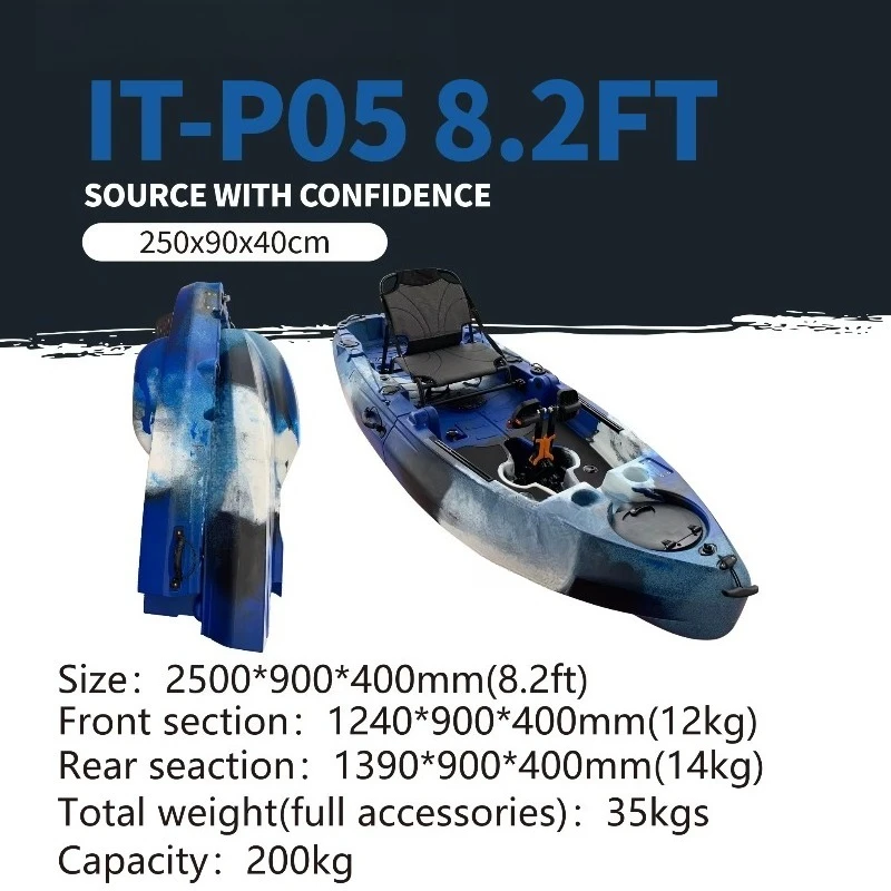 Super Light Ultra Stable Modular Rotomolded Folded HDPE Eco-Friendly 1 Person Fishing Pedal Kayak Electric Motor 3-Year