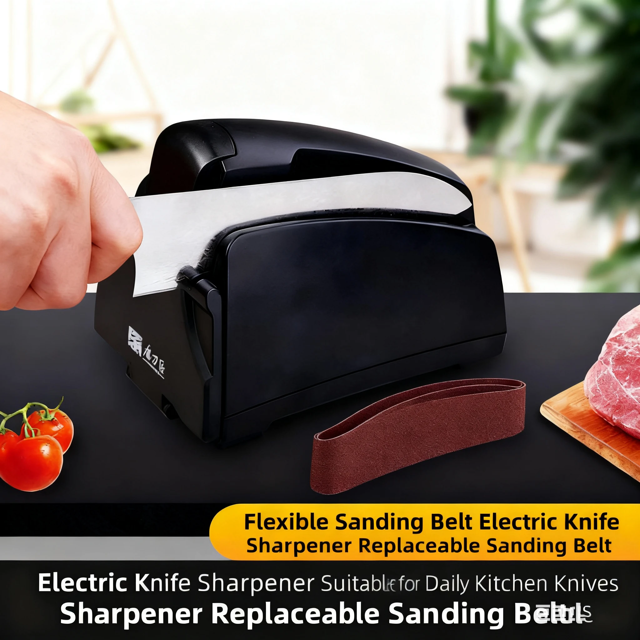 

Электрическая точилка для ножей, 4-ступенчатая профессиональная точилка с 120-1000 # Шлифовальная лента с зернистостью, быстрая и точная для кухонных инструментов шеф-повара
