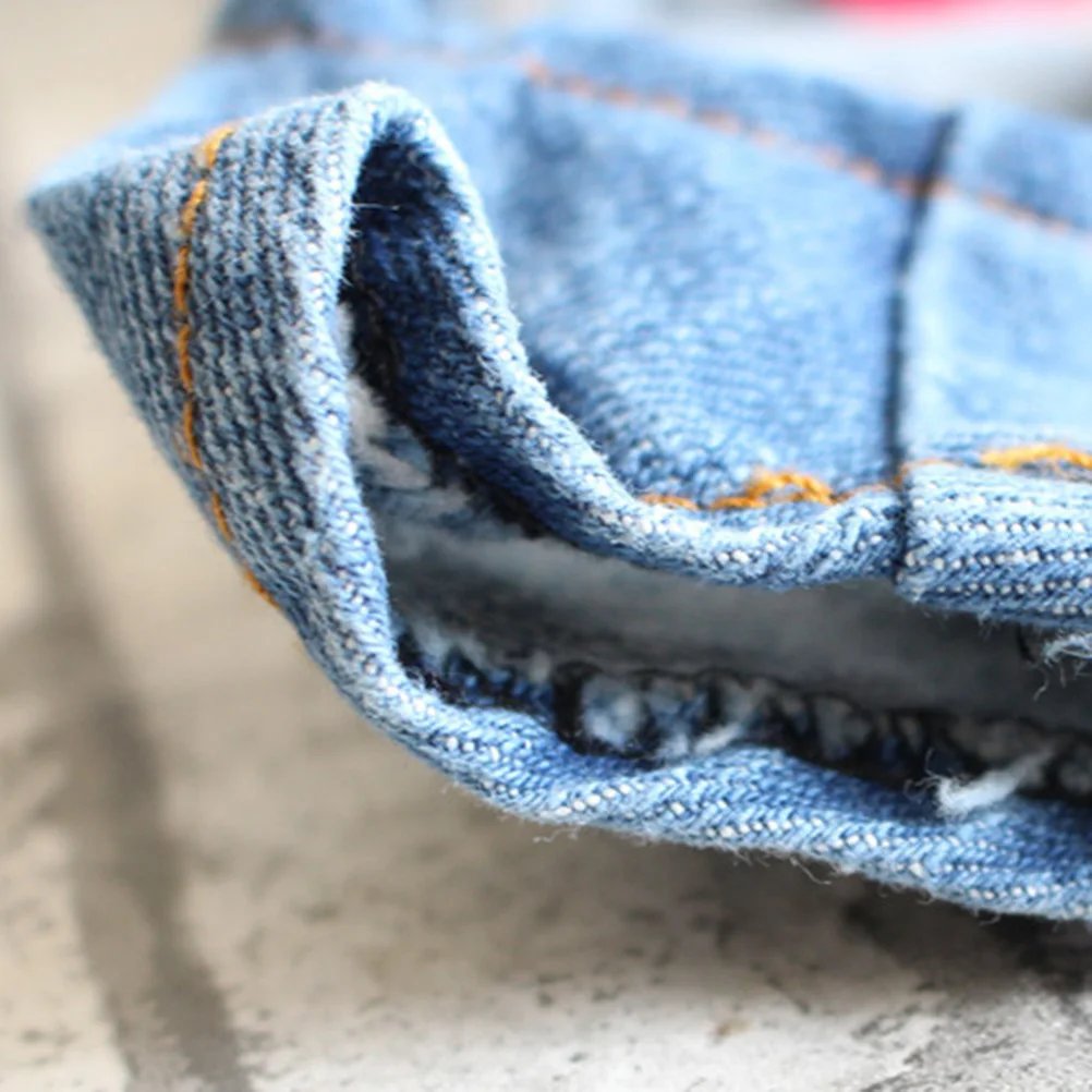 

1Pcs Pet Dog Clothes Stripe Hooded Denim Jumpsuit Suspender Puppy Outfit Durable Jean Costume Size M Pet Dog Clothes