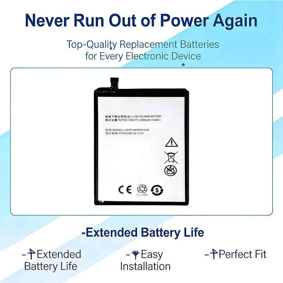 

Высокоемкостная батарея для мобильного телефона 2500 мАч для ZTE Blade V8 Lite 5.0 дюймов Li3925t44p6h765638