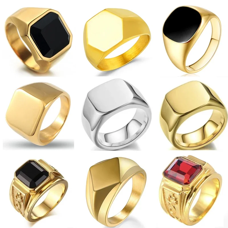 Milangirl  Biker Punk Style Rings for Men Width Signet Square Finger Fashion Brand Jewelry Accessories Whole Sale