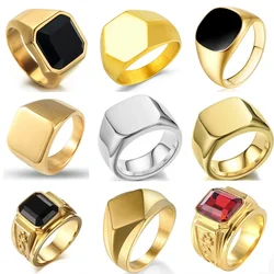 Milangirl  Biker Punk Style Rings for Men Width Signet Square Finger Fashion Brand Jewelry Accessories Whole Sale